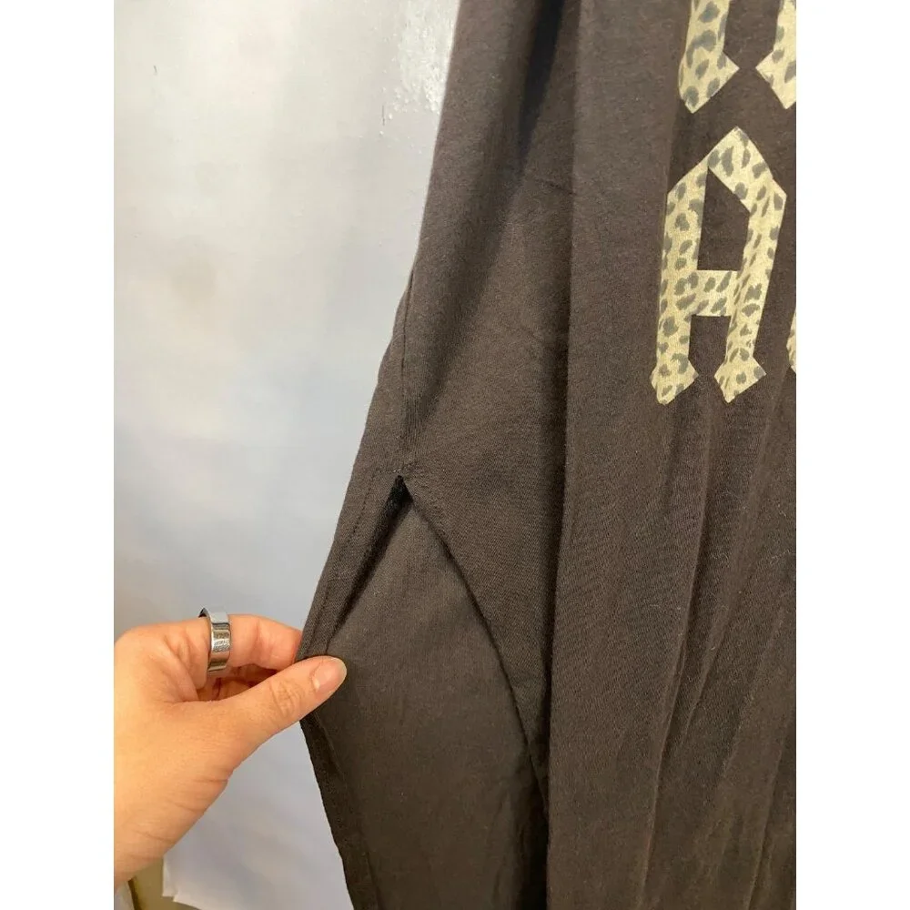 Chaser Long Midi Tee T Shirt Dress Gray AC/DC Size Large Gray Short Sleeve - Picture 4 of 7